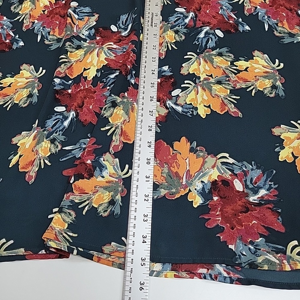 Paper Crown Women's Floral Bell Sleeve Tunic Dress Top Blue Multicolor Small - Picture 4 of 7